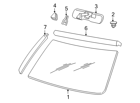 2005 GMC Envoy Windshield Glass, Reveal Moldings Diagram 1 - Thumbnail