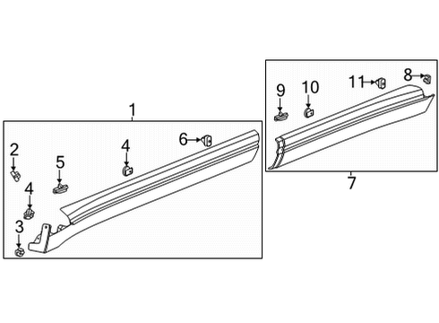 2021 Cadillac Escalade Exterior Trim - Pillars Diagram