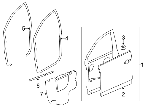 2012 Chevy Captiva Sport Weatherstrip,Front Side Door Upper Diagram for 25913654