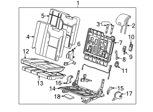 2017 GMC Yukon XL Cover Assembly, 3Rd Row Seat Back *Jet Black Diagram for 23495053