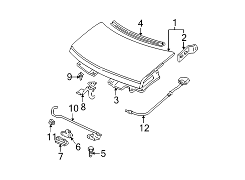 1987 Chevy Astro Hood & Components, Body Diagram