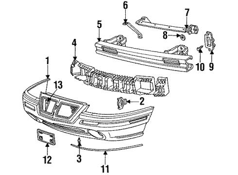 1996 Pontiac Grand Am Bar Assembly, Front Bumper Imp Diagram for 22651442