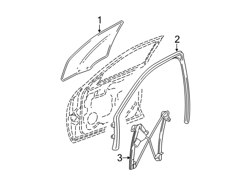 2004 Cadillac CTS Front Door - Glass & Hardware Diagram