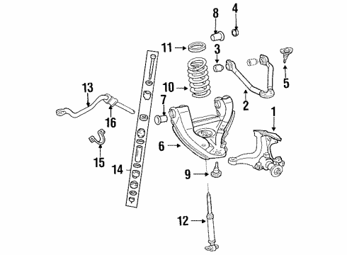 1993 Chevy C3500 Front Suspension, Control Arm Diagram 4 - Thumbnail