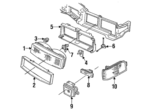 1992 Oldsmobile Cutlass Supreme Lamp Assembly, Parking & Turn Signal Diagram for 5976889