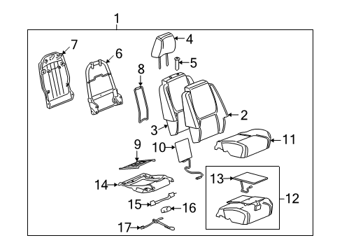 2009 Pontiac Torrent Module Kit,Inflator Restraint Front Pass Presence (W/ Sensor) Diagram for 19180089