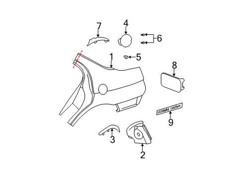 2002 Buick LeSabre Quarter Panel & Components, Exterior Trim Diagram