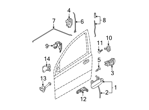 2007 Chevy Aveo5 Rod,Front Side Door Inside Handle Diagram for 96541620