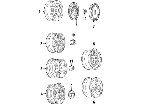 1989 Oldsmobile Cutlass Calais Wheel Trim Cover Assembly Diagram for 10091673