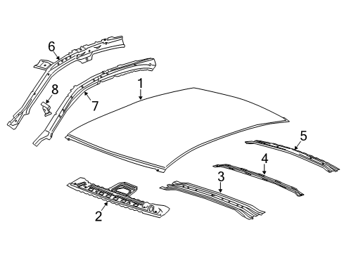 2014 Chevy Malibu Panel Assembly, Roof Front Header Diagram for 20934121