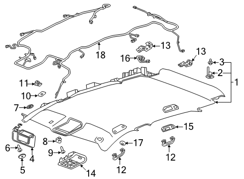 2022 Cadillac XT4 Interior Trim - Roof Diagram 2 - Thumbnail