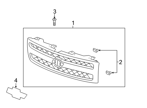 2013 Chevy Silverado 3500 HD Grille Assembly, Radiator *Silver Diagram for 22842239