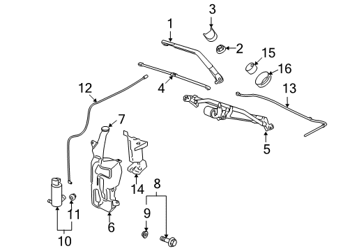 2012 Chevy Silverado 2500 HD Wiper & Washer Components Diagram 1 - Thumbnail