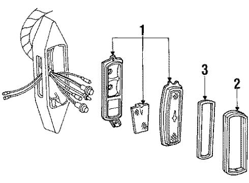 1986 Cadillac Fleetwood Rear Lamps & Reflector, License Lamps Diagram 1 - Thumbnail