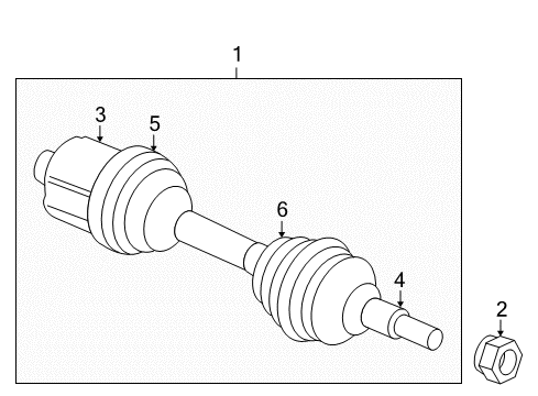 2010 GMC Terrain Front Wheel Drive Intermediate Shaft Assembly Diagram for 15934409