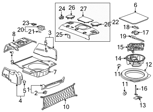 2006 Cadillac STS Grille,Radio Rear Speaker *Cashmere Diagram for 89023828