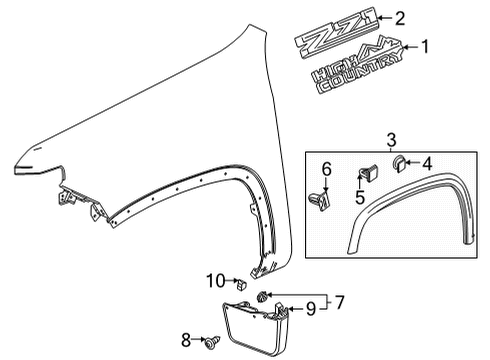 2023 Chevy Silverado 3500 HD Exterior Trim - Fender - Interior & Exterior Trim Diagram