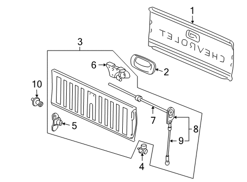 2004 GMC Sierra 2500 HD Tail Gate, Body Diagram 5 - Thumbnail