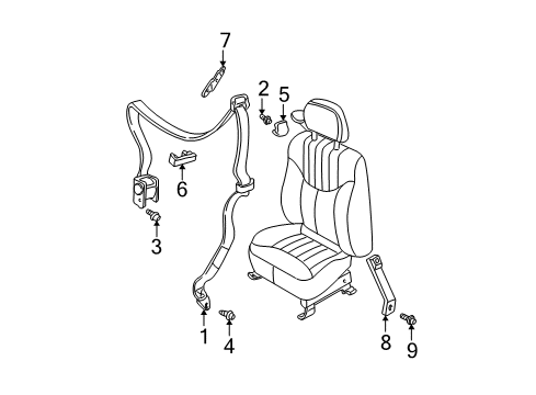 1999 Pontiac Grand Am Passenger Seat Belt Kit (Buckle Side) *Gray Diagram for 12453493