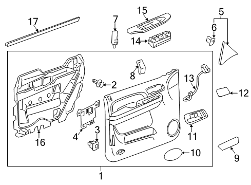 2007 GMC Sierra 2500 HD Panel Assembly, Front Side Door Upper Front Trim *Dark Titanium Diagram for 25857291