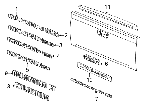 2011 GMC Canyon Exterior Trim - Pick Up Box Diagram 3 - Thumbnail