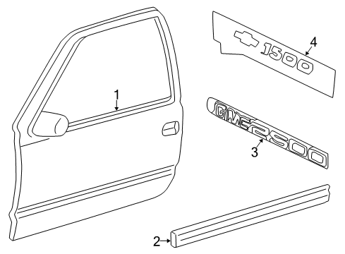 2007 GMC Sierra 2500 HD Exterior Trim - Front Door Diagram 2 - Thumbnail