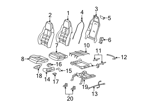 2009 Chevy Corvette Driver Seat Components Diagram