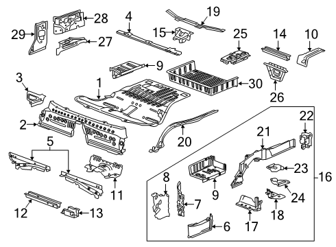 2018 Chevy Camaro Plate Assembly, Rear Bumper Imp Bar Anchor Diagram for 25993926