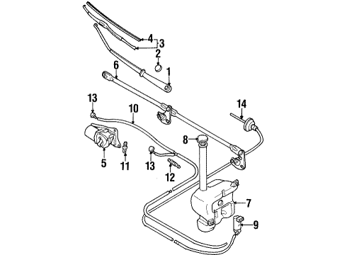 2000 Chevy Metro Cap,Windshield Washer Solvent Container Diagram for 91171304