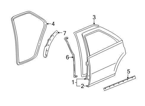 2004 Cadillac Seville Rear Door Latch Actuator Diagram for 16634583