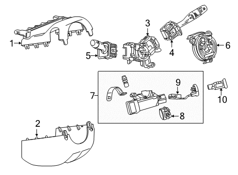 2017 Chevy Cruze Bracket Assembly, Turn Signal Switch Diagram for 13396093