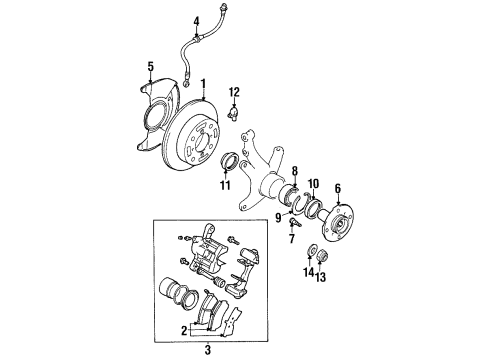 2000 Chevy Metro Caliper,Front Brake Diagram for 30019361