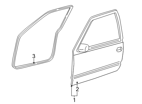 2006 Chevy Avalanche 2500 Front Door, Body Diagram