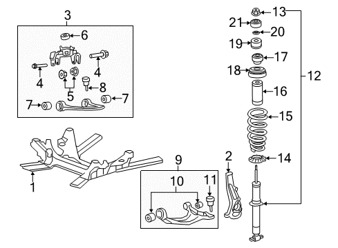 2010 Cadillac CTS Front Suspension, Control Arm Diagram 1 - Thumbnail