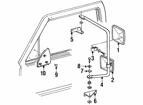 1991 GMC C1500 Outside Mirrors Diagram 2 - Thumbnail