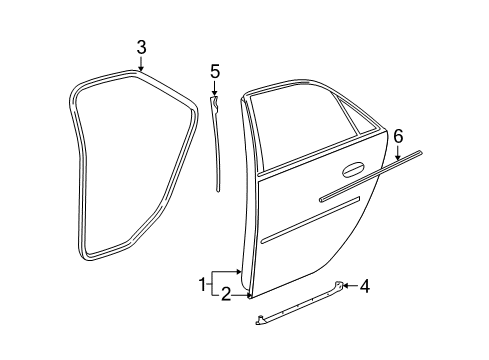 2005 Cadillac STS Weatherstrip, Rear Side Door Front Auxiliary Diagram for 15240735