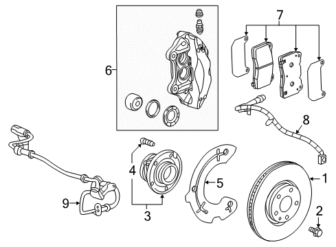 2019 Cadillac CT6 Pad Kit, Front Disc Brk Diagram for 84701020