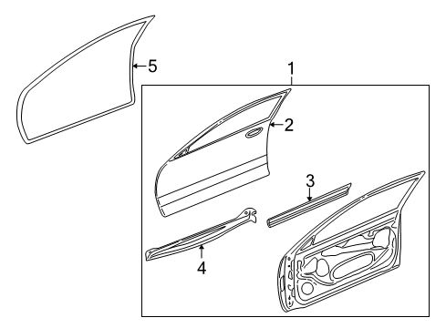 2005 Pontiac Grand Am Weatherstrip Assembly, Front Side Door *Pewter Diagram for 15147488