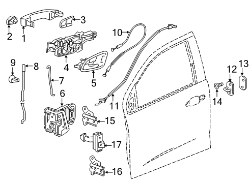 2017 GMC Canyon Front Door - Lock & Hardware Diagram