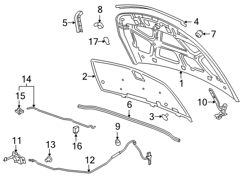 2014 Chevy Cruze Weatherstrip Assembly, Hood Rear Diagram for 96991919