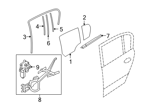 2008 Saturn Astra Switch,Rear Side Door Window Diagram for 13228882