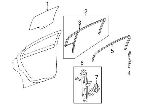 2008 Chevy Malibu Weatherstrip,Rear Side Door Window Inner Diagram for 20856460