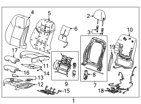 2016 Cadillac ATS Driver Seat Components Diagram 5 - Thumbnail