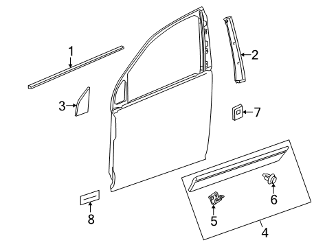 2008 Saturn Vue Molding,Front Side Door Lower Diagram for 19179808