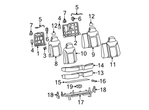 2012 GMC Canyon Rear Seat Components Diagram