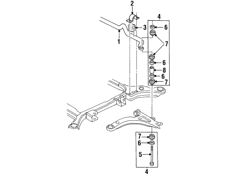 1996 Oldsmobile Aurora Stabilizer Bar & Components - Front Diagram