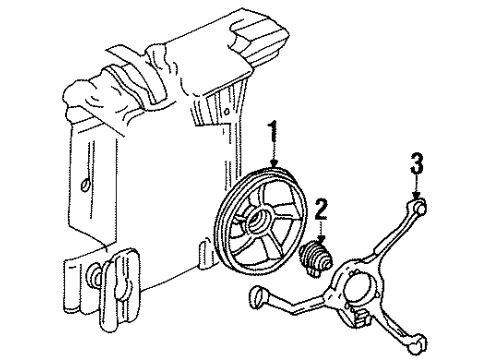 1994 Oldsmobile Cutlass Cruiser Bracket,Engine Coolant Fan Diagram for 22136370