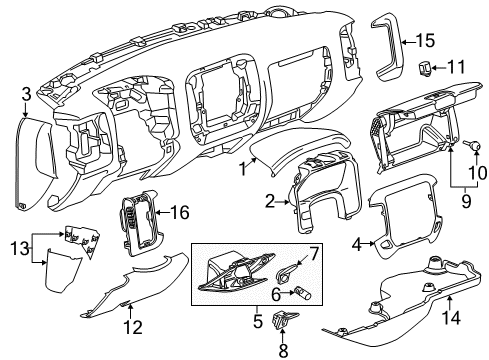 2018 GMC Sierra 2500 HD Cluster & Switches, Instrument Panel Diagram 3 - Thumbnail