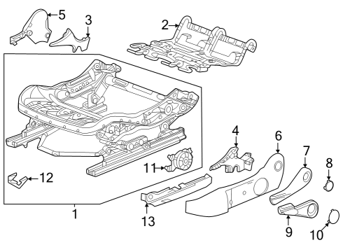 2024 Buick Encore GX Manual Seat Tracks & Components Diagram