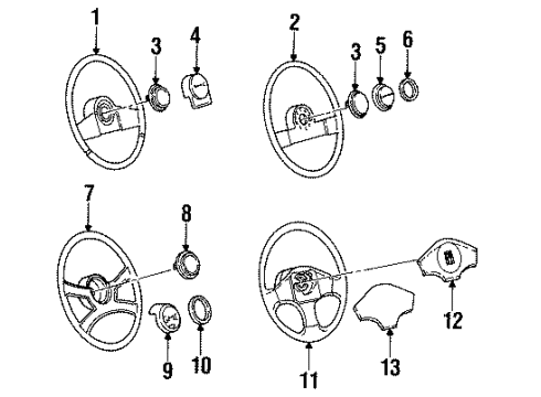 1992 Chevy S10 Blazer Steering Column, Steering Wheel Diagram 5 - Thumbnail